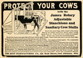  James Rotary Stanchion Cow Stalls Fort Atkinson   ORIGINAL ADVERTISING