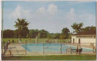 Fort Wayne Indiana Postcard McMillen Park Swimming Pool Swimmers