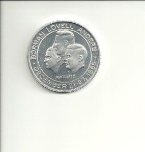 Vintage NASA Apollo 8 FLOWN metal Medallion & Letter Kurt H Debus 1969