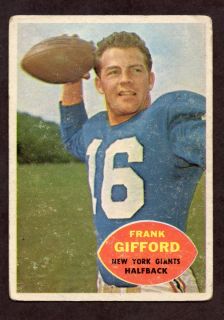1960 Topps Frank Gifford 74 New York Giants