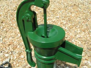 GARDEN FOUNTAIN COMPLETE Set Cast Iron Water Well Pump Green