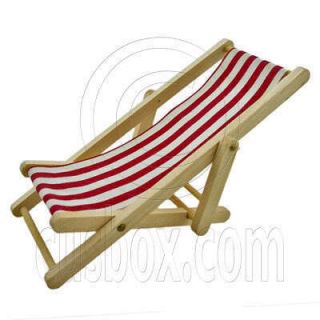 Red Wood Folding Beach Outdoor Chair Bench 1 12 Dolls House Dollhouse