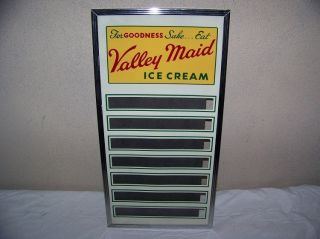 Vintage 1950s Valley Maid Ice Cream Soda Fountain Menu Sign Very Neat