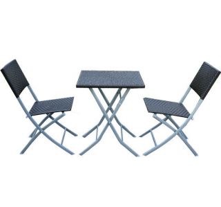   Table Wicker Ratten Set Folding Chairs Table Patio Garden Furniture