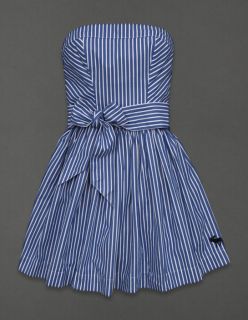 Abercrombie Fitch Womens Dress Fiona Strapless Mini Blue White Stripes