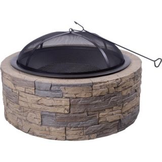 Cast Stone Outdoor 35 Fire Pit Charcoal Grill w Screen Protector