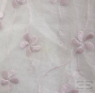 Anne Fontaine Sheer Pink Floral Embroidered Button Up Top Size 2