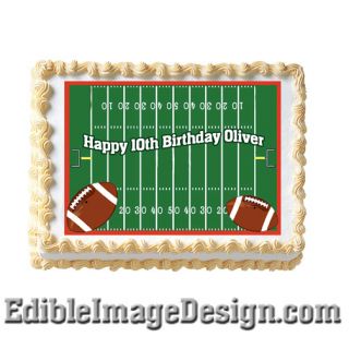 Football Field NFL Fan Edible Birthday Party Cake Image Cupcake Topper