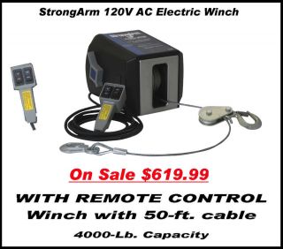  Winch With Remote 120V AC 4000 Lb. Capacity AUTO BODY   FRAME MACHINE