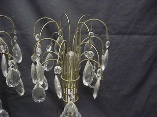 Pair Mid Century Modern Waterfall Prism Crystal Table Lamps 19