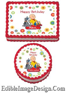 Caillou Edible Birthday Party Cake Image Cupcake Topper Favor