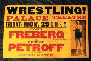 RARE 1920 30s Wrestling Poster John Freberg Petroff