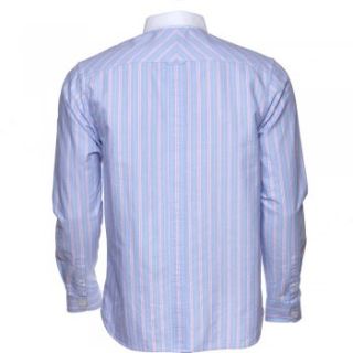 Fred Perry Light Smoke Blue Candy Stripe Long Sleeve Oxford Shirt