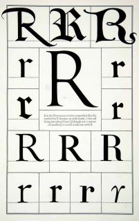  Letter R Phoenician Greek Decorative Typography Print Frederic Goudy