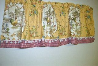 French Country Decor Valance Country Fair Toile Rooster Gold Custom