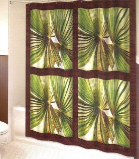  Rain Forest Green Leaf Art La Palmera Fabric Shower Curtain