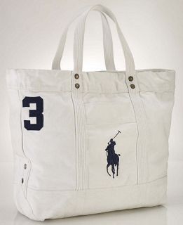 NWT Polo Ralph Lauren Embroidered BIG PONY Canvas Beach Zip Tote Bag
