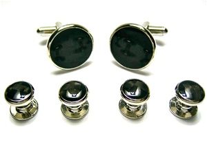 silver carbon fiber formal tuxedo cufflink stud set are the perfect