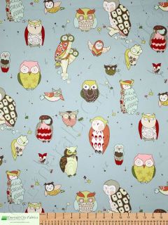 Alexander Henry Its A Hoot Owls Blue Upholstery Fabric
