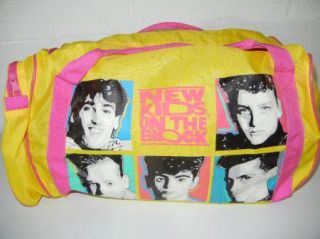 Vintage 1990 New Kids on The Block Yellow Duffle Bag Tote