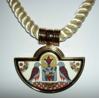 Authentic MICHAELA FREY Egyptian Cleopatra Falcon 24K Enamel Pendant