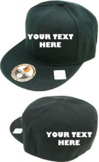 Black Custom Embroidered Flat Bill Hat Cap 2 Side Embr