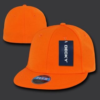  Plain Flex Baseball Ball Fitted Flat Bill Cap Caps Hat Hats