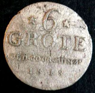 oldenburg 6 grote 1818 peter friedrich wilhelm 1785 1823 rare silver