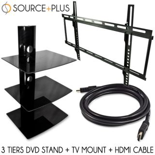New Slim Flat Screen TV Wall Mount for 32 37 42 46 50 52 60 3 Tier DVD