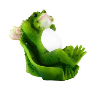  Up Solar Powered Frog on Lily Pad Garden Lawn Ornament Light