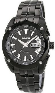 Seiko Automatic Black Ion Plated Steel Watch SRP007