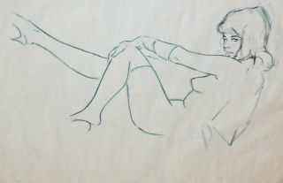 Fritz Willis Orig Erotic Pin Up Conte Crayon Drawing Charles