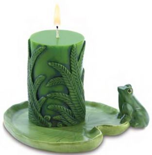 Country Cottage Candle Lilly Pad Frog Holder 2 PC Set
