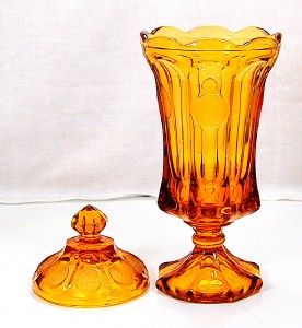 fostoria coin glass urn w lid footed amber 13