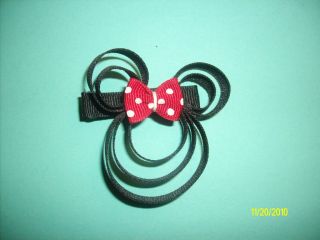 Minnie Mouse Character Clippie Black Boutique Hair Bow Babies Toddlers