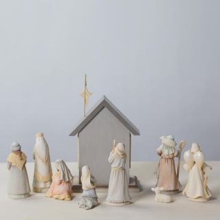 Foundations 9 Piece Nativity Figurine Set Stable Karen Hahn 4026922