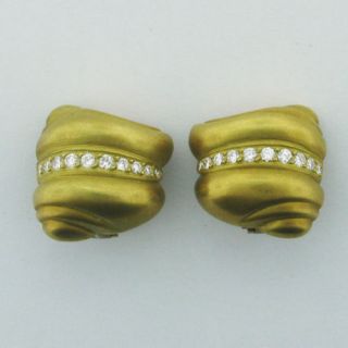  Estate 18K Gold Kieselstein Cord Diamond Earrings