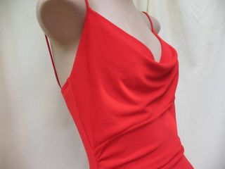 Vintage 90s Bright Red ABS Slinky Spaghetti Strap Dress Gown