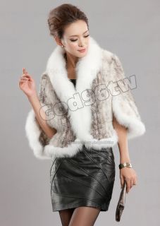 100 Real Genuine Knitted Mink Fur Fox Collar Cape Stole Shawl Scarf