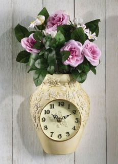Rose Flowers Bouquet Vase Battery Wall Art Decor Floral Clock 3D Wall