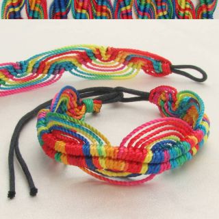Rainbow Macrame Wave Pattern Friendship Bracelet