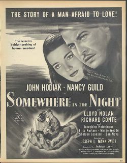 John Hodiak Nancy Guild in Somewhere in the Night movie ad 1946