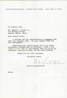 Helen Frankenthaler Typed Letter Signed 01 29 1992