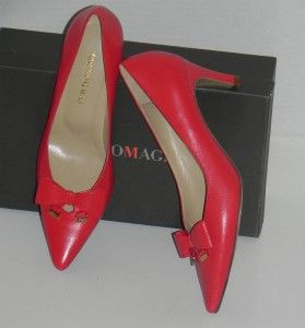 Bruno Magli Gabriella Rocha Athens Red Leather Pumps Shoes 38 8