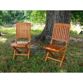   Outdoor Patio Furniture Chair Hardwood Folding Chairs Set of 2 Yard