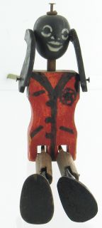 Antique Folk Art Minstrel Dancing Black Americana Wood Carved Toy with
