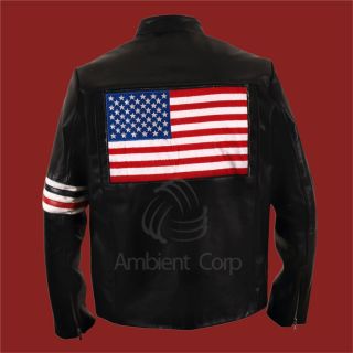  America Easy Rider Leather Jacket as worn by Peter Fonda with US Flag
