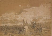 Federal troops under heavy attack at the Battle of Gainess Mill