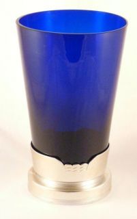 Kensington Ware Deco Gainsborough Vase Aluminum Base Cobalt Blue Glass