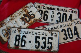  STATE OF IOWA COMMERICIAL LICENSE PLATE SET of 4 VINTAGE RUSTIC PLATES